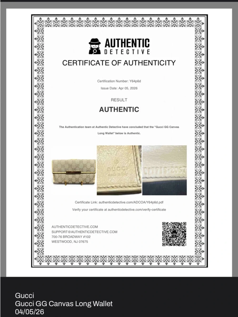 Gucci Beige Monogram GG Continental Wallet with Yellow Trim Authentic - Picture 9 of 11